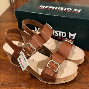 Mephisto Brown Leather Buckle Sandals - size 39